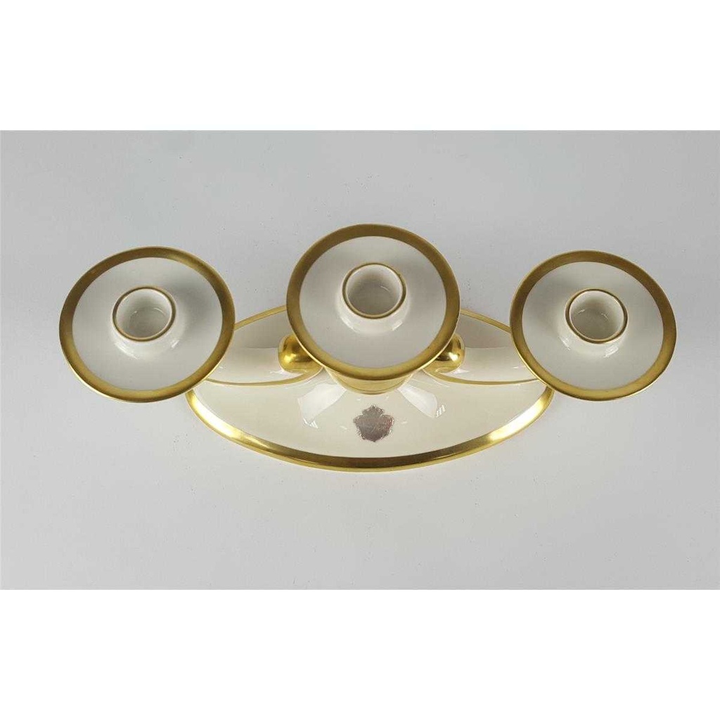 [458138208] Kerzenhalter Kerzenständer 3flammig Golddekor Kaiser Porzellan Alka Kunst Bavaria gebraucht - gut Bild 7