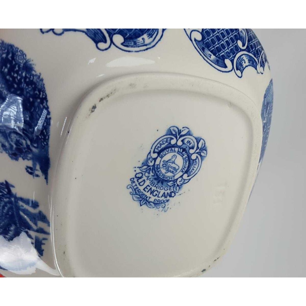 [458138236] Schüssel Ragoutterrine mit Henkeln Deckel 1,8 L Royal Sphinx Maastricht Old England Blau gebraucht - sehr gut Bild 5