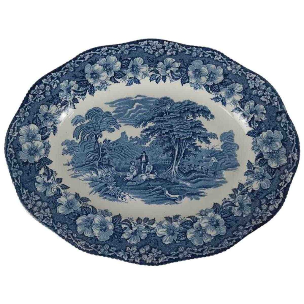 [458138246] Fleischplatte 31x24,6 cm Enoch Wedgwood Woodland Blau gebraucht - sehr gut Bild 2