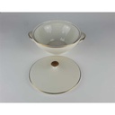 [458138289] Terrine Goldrand 1,2 L Schaller Rheinpfalz Elfenbein Beige gebraucht - gut Bild 3