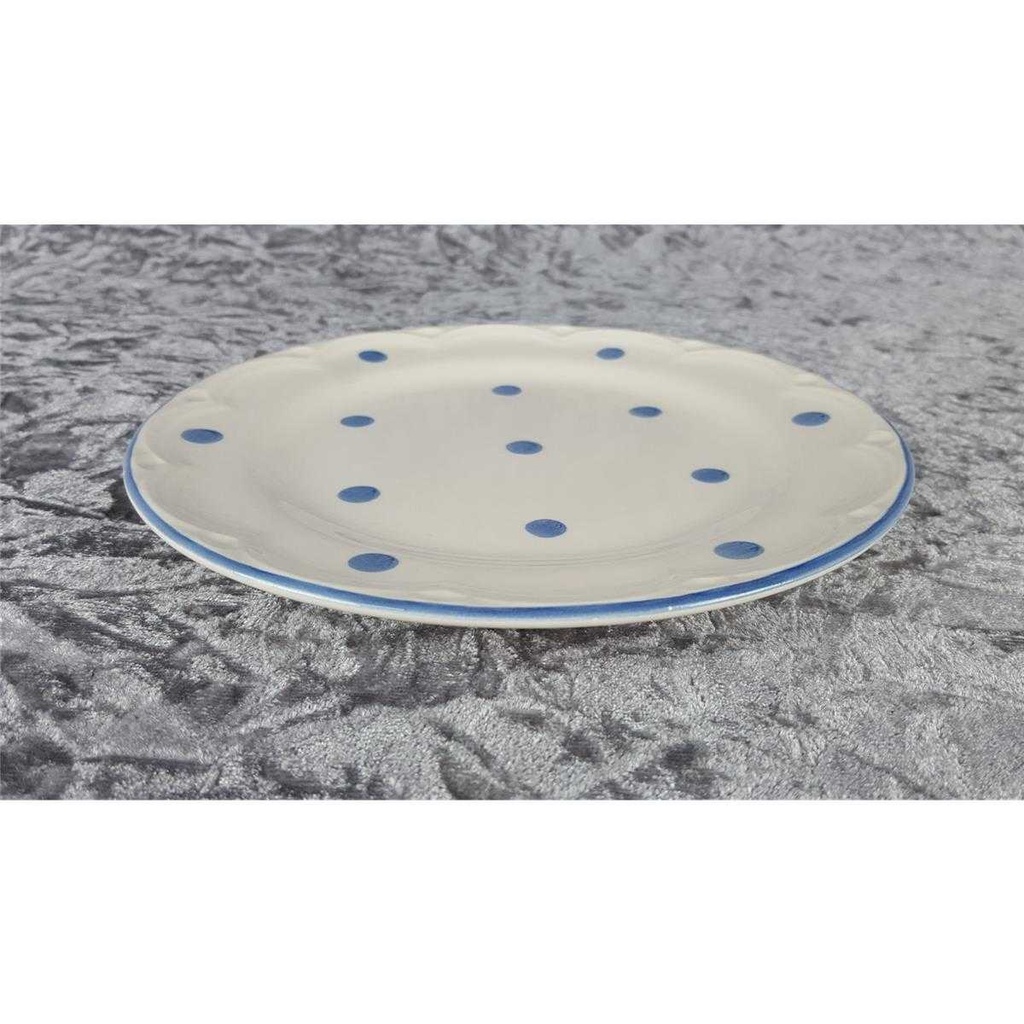 [458138404] Kuchenteller Dessertteller 20,3 cm Schramberg Polka blaue Punkte gebraucht - gut Bild 3