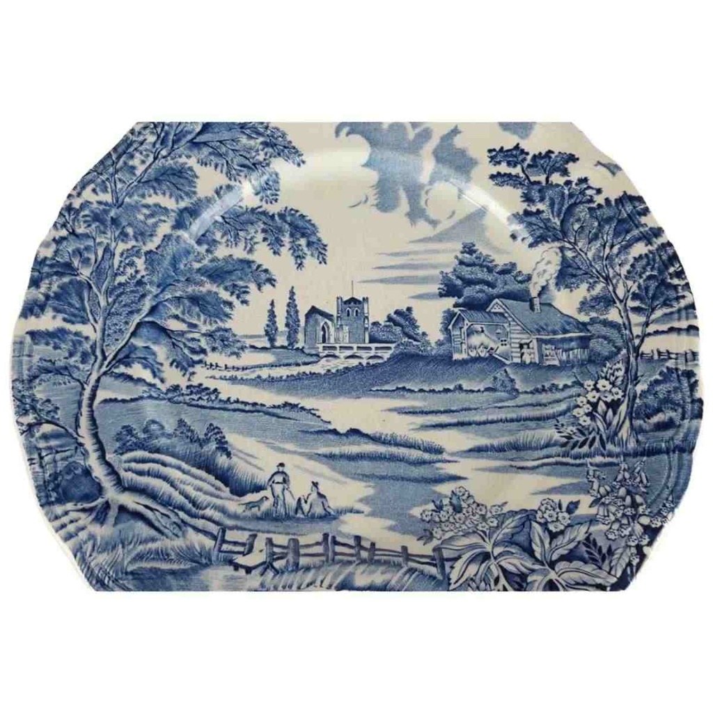 [458138498] Speiseteller Essteller 24,5 cm English Style Blau gebraucht - akzeptabel Bild 2