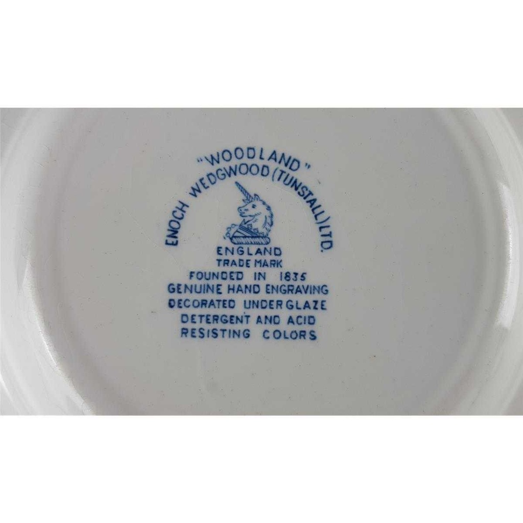[458138503] Suppenteller 22,4 cm Enoch Wedgwood Woodland Blau gebraucht - gut Bild 5