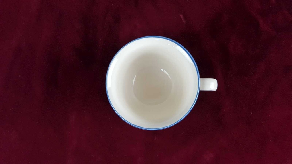 [458138523] Kaffeetasse Tasse Schramberg Polka blaue Punkte gebraucht - gut Bild 3