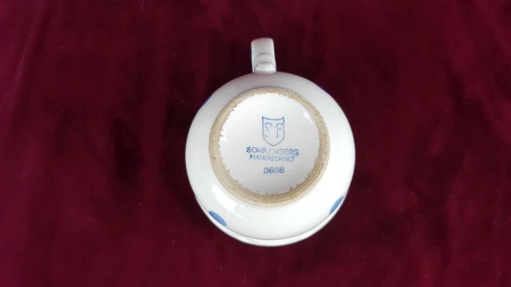 [458138523] Kaffeetasse Tasse Schramberg Polka blaue Punkte gebraucht - gut Bild 4