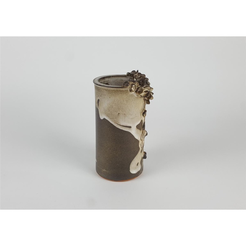 [458138545] Keramik Blumenvase Vase Tischvase Blumendekor signiert H 15,3 cm Bild 2