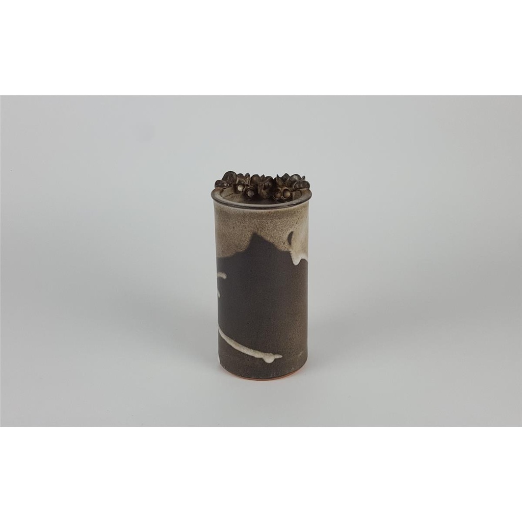 [458138545] Keramik Blumenvase Vase Tischvase Blumendekor signiert H 15,3 cm Bild 3