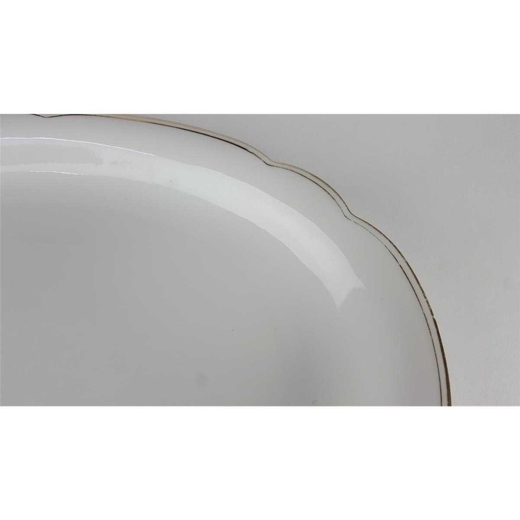 [458138597] Fleischplatte Goldrand 31,5x21,7 cm Seltmann Weiden Inka weiß gebraucht - gut Bild 4