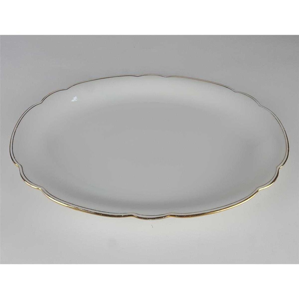 [458138597] Fleischplatte Goldrand 31,5x21,7 cm Seltmann Weiden Inka weiß gebraucht - gut Bild 5