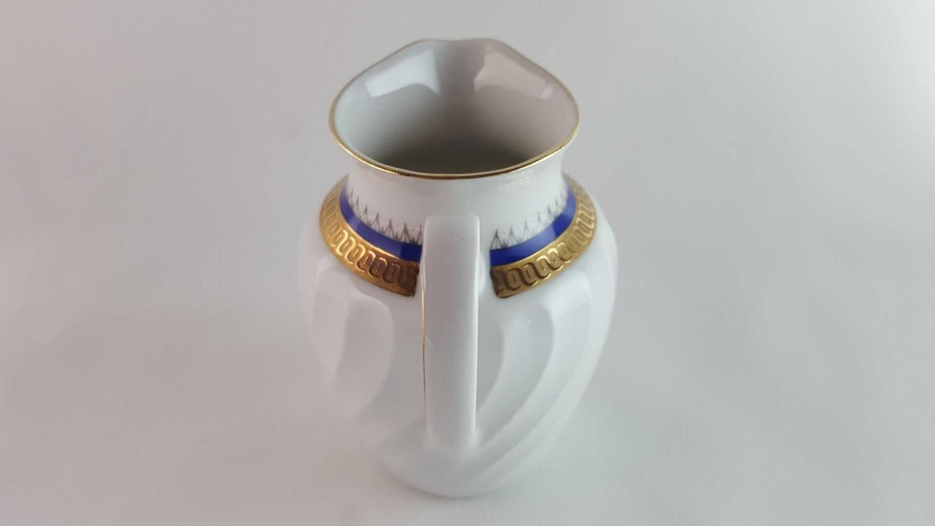[45813865] Milchkännchen Goldrand Bareuther Waldsassen Reliefdekor blau gebraucht - gut Bild 4