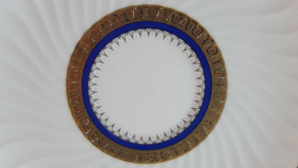 [45813866] Untertasse für Kaffee Goldrand 14,2 cm Bareuther Waldsassen Reliefdekor blau gebraucht - akzeptabel Bild 2