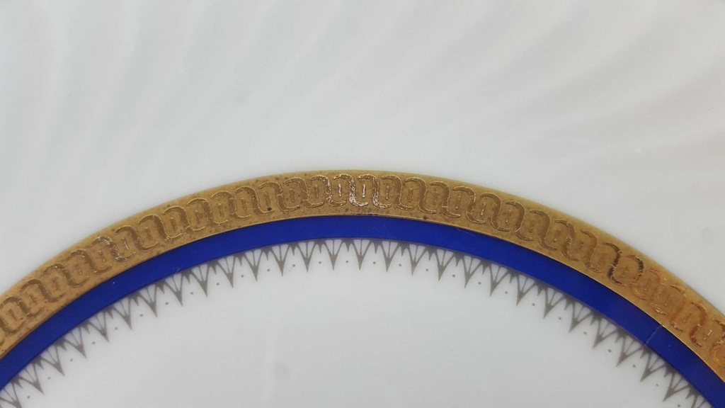 [45813867] Kuchenteller Dessertteller Frühstücksteller Goldrand 19,2 cm Bareuther Waldsassen Reliefdekor blau gebraucht - gut Bild 6