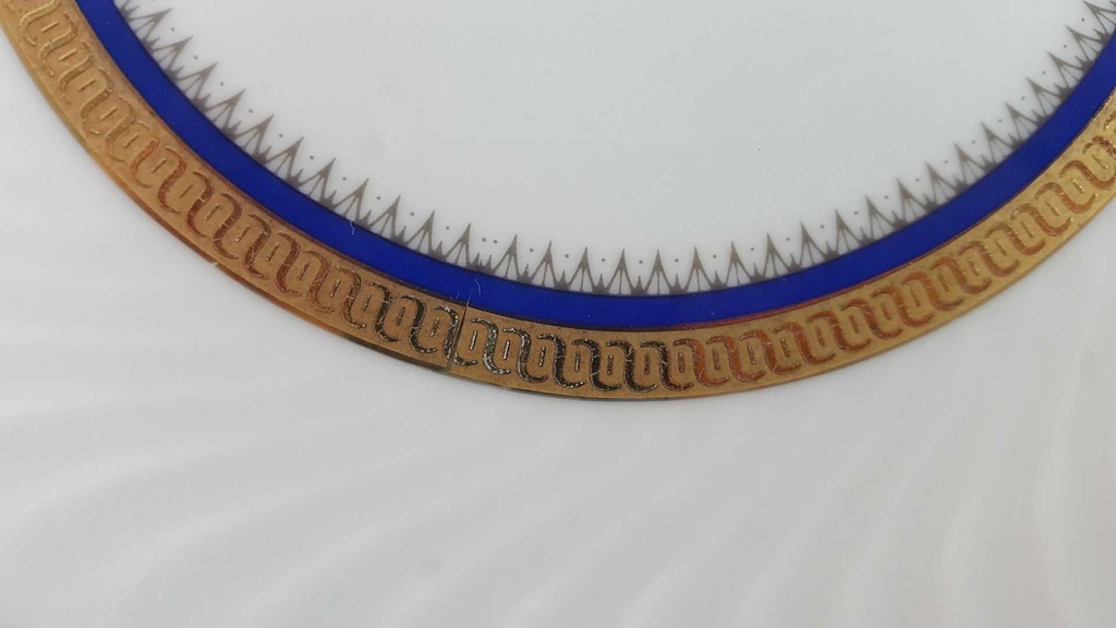 [45813867] Kuchenteller Dessertteller Frühstücksteller Goldrand 19,2 cm Bareuther Waldsassen Reliefdekor blau gebraucht - gut Bild 7