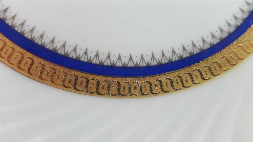 [45813867] Kuchenteller Dessertteller Frühstücksteller Goldrand 19,2 cm Bareuther Waldsassen Reliefdekor blau gebraucht - gut Bild 8
