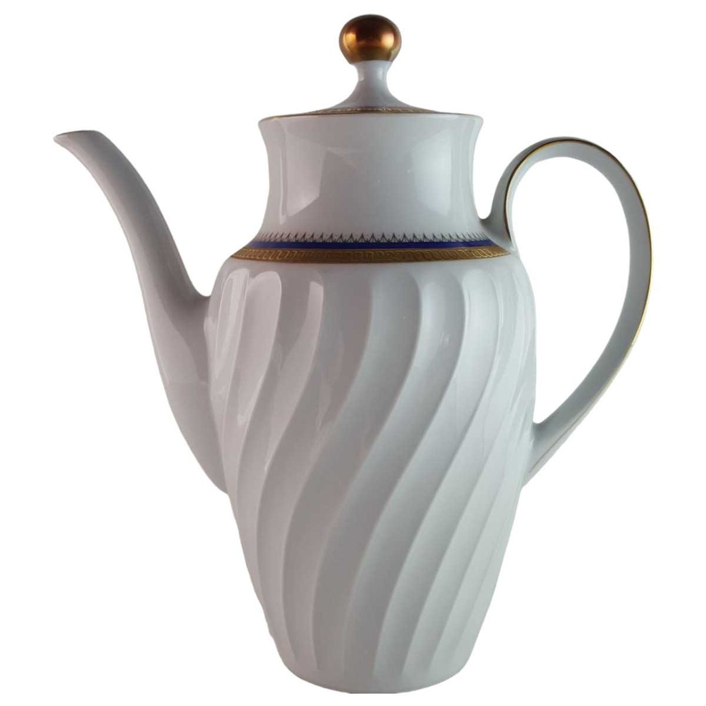 [45813869] Kaffeekanne Kanne Goldrand 1,3 L Bareuther Waldsassen Reliefdekor blau gebraucht - gut Bild 2