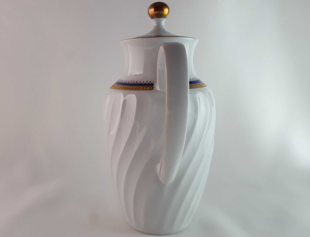 [45813869] Kaffeekanne Kanne Goldrand 1,3 L Bareuther Waldsassen Reliefdekor blau gebraucht - gut Bild 5