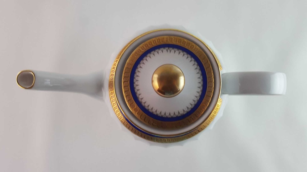 [45813869] Kaffeekanne Kanne Goldrand 1,3 L Bareuther Waldsassen Reliefdekor blau gebraucht - gut Bild 6
