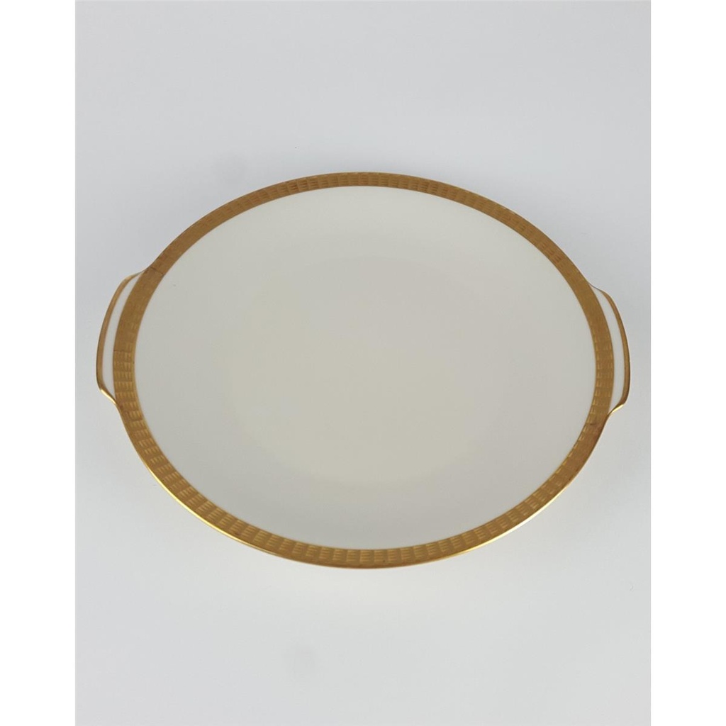 [458138746] Tortenplatte Goldrand Bavaria 25,9 cm Seltmann Vohenstrauß Weiß gebraucht - gut Bild 3