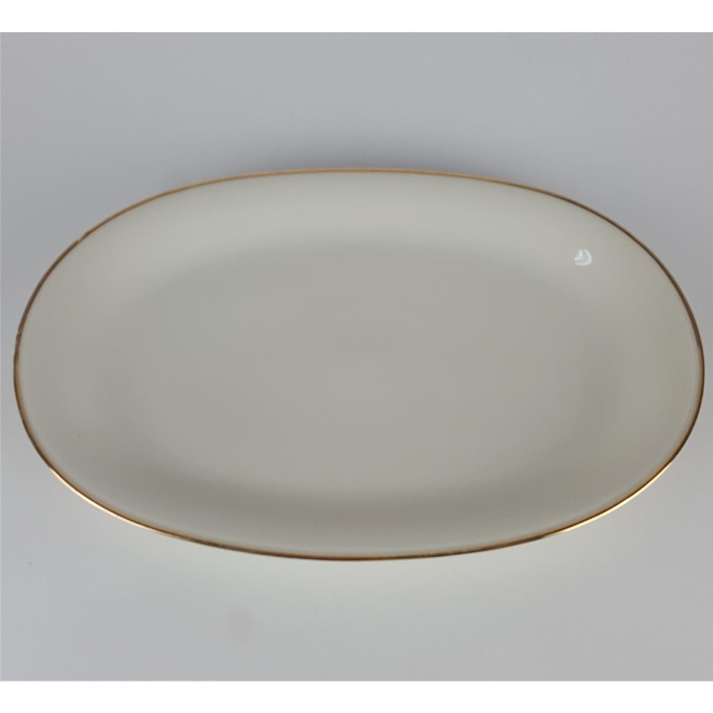 [2119034] Steakplatte Goldrand Bavaria 31x19 cm Porzellan Elfenbein gebraucht - gut Bild 3