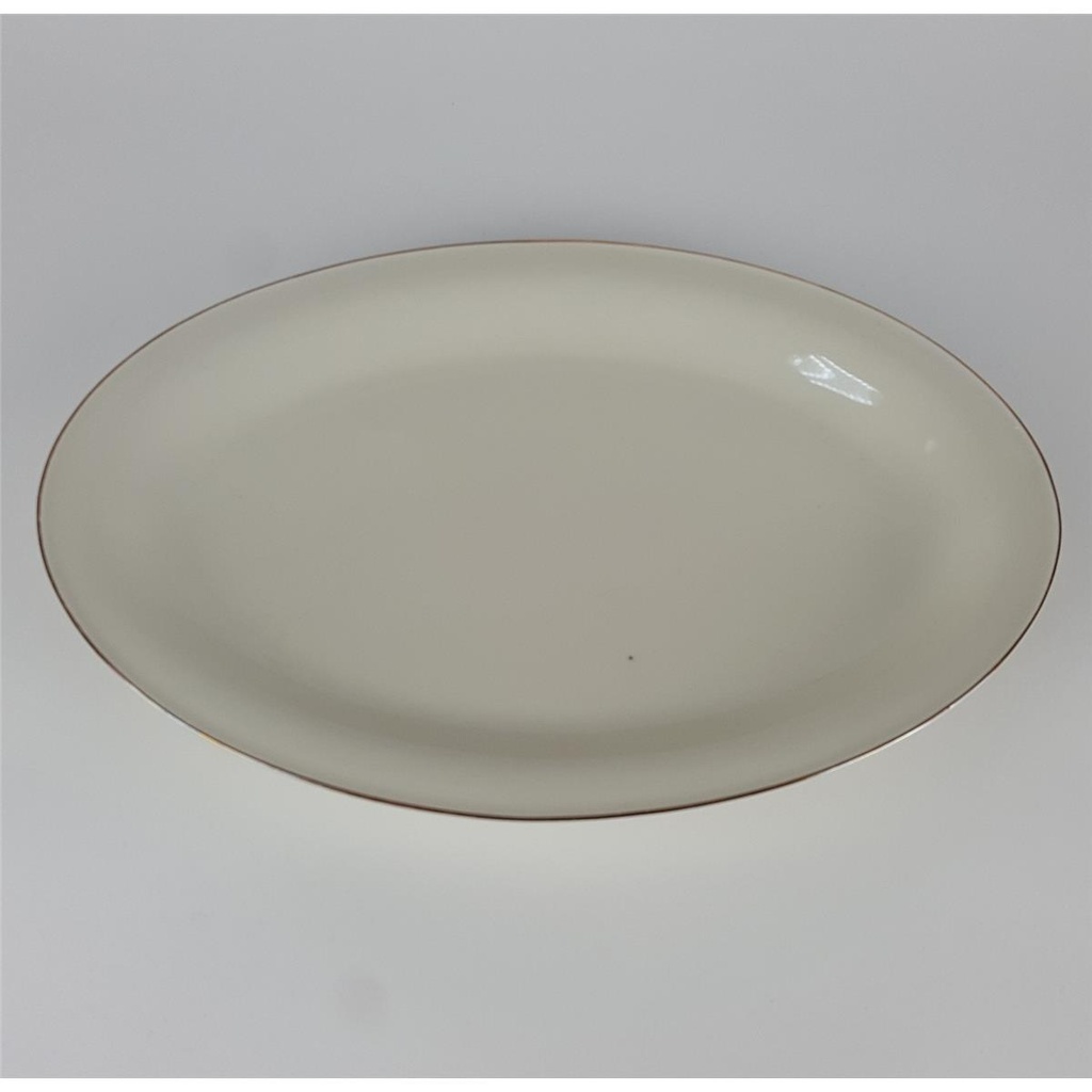 [2119036] Steakplatte Goldrand Bavaria 32x21 cm Porzellan Elfenbein gebraucht - gut Bild 3