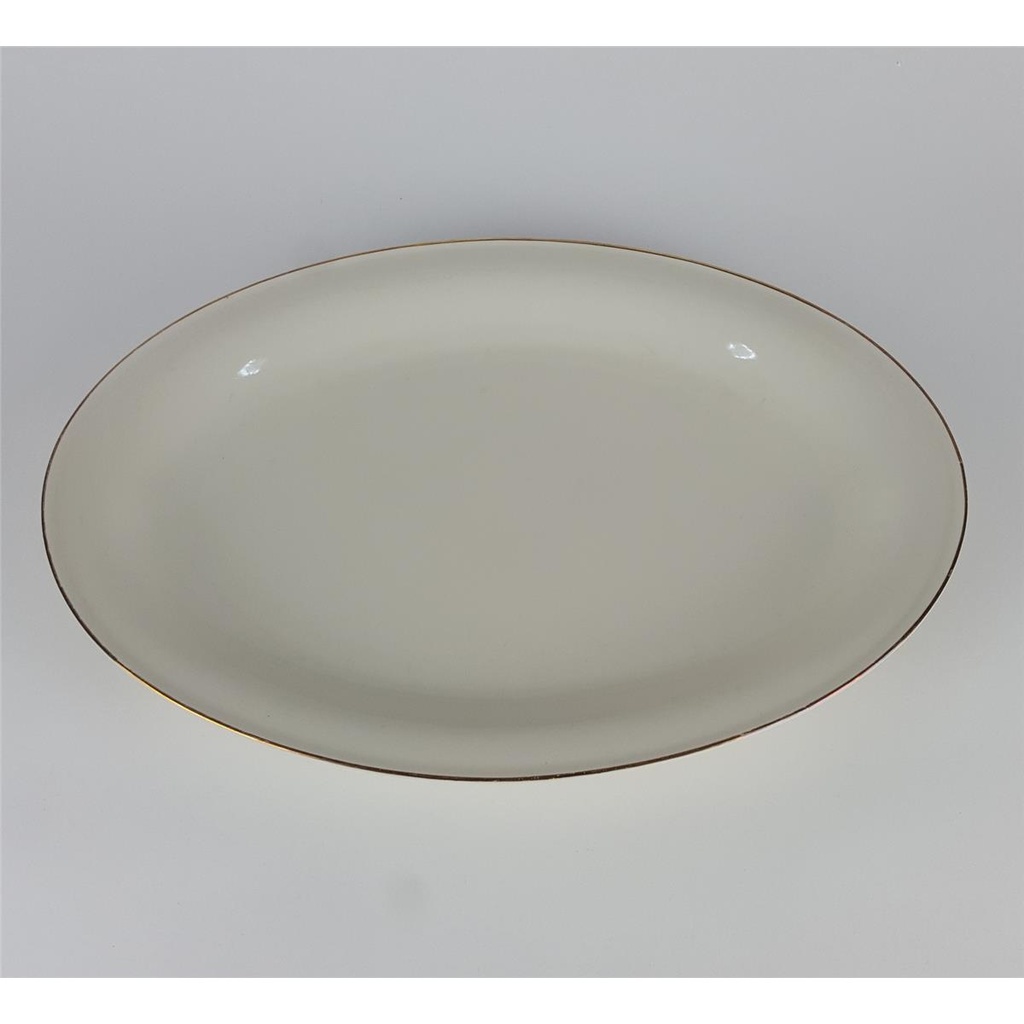 [2119037] Steakplatte Goldrand Bavaria 34x24 cm Porzellan Elfenbein gebraucht - gut Bild 3