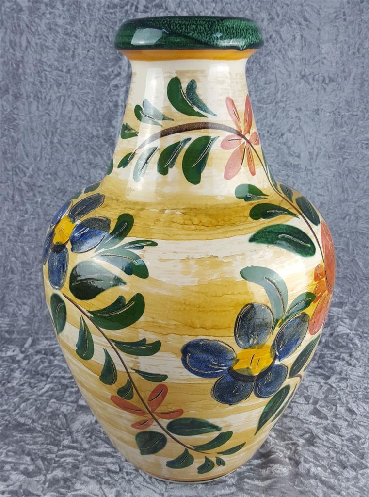 [458138896] Vase Bodenvase Bay Keramik Blumendekor W.Germany Bild 2