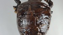 [458138898] Keramik Vase Drachengriffe Chinadekor Braun Bodenvase H 51 cm Vintage Retro Bild 5
