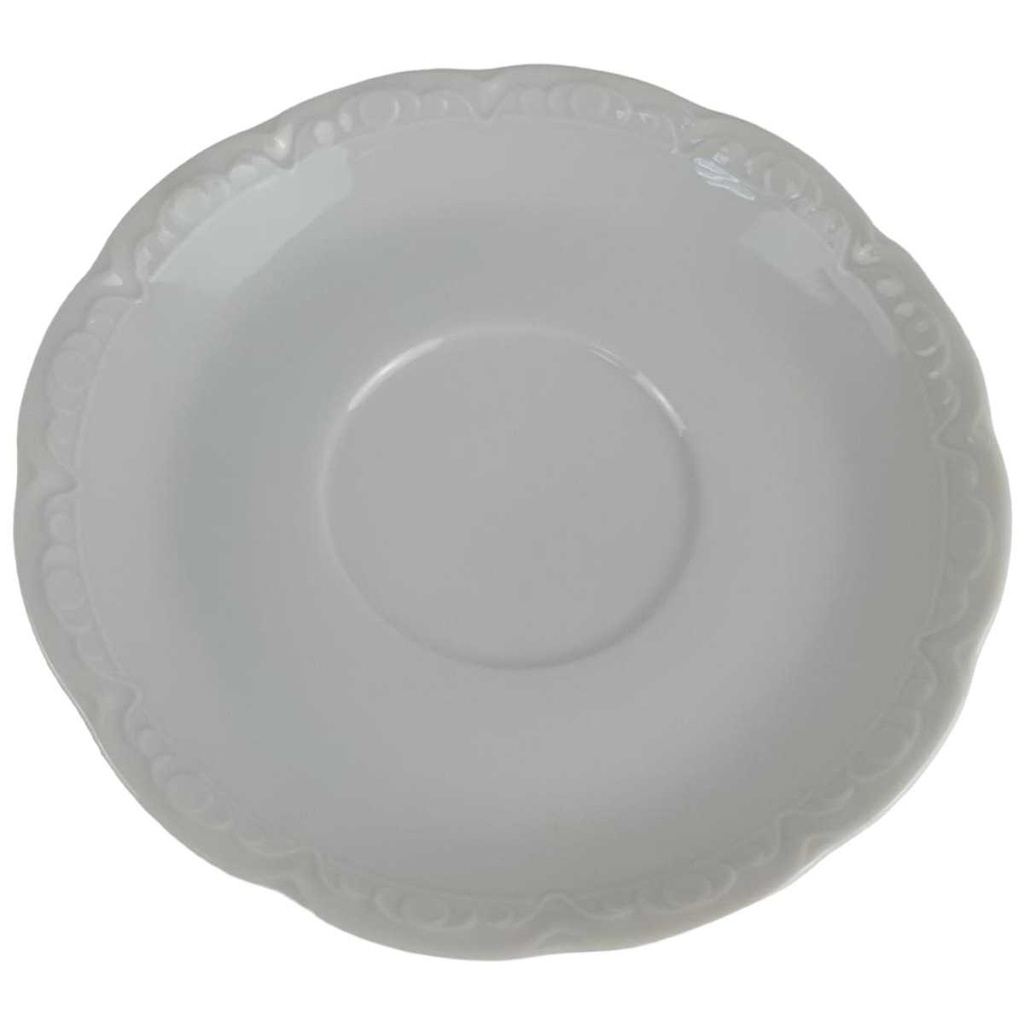[458138949] Untertasse 14,3 cm Mitterteich Unbekannte Formen Relief weiß Bavaria gebraucht - gut Bild 2