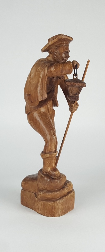 [458138952] Holzfigur Holzskulptur Nachtwächter mit Laterne H 43 cm Bild 2