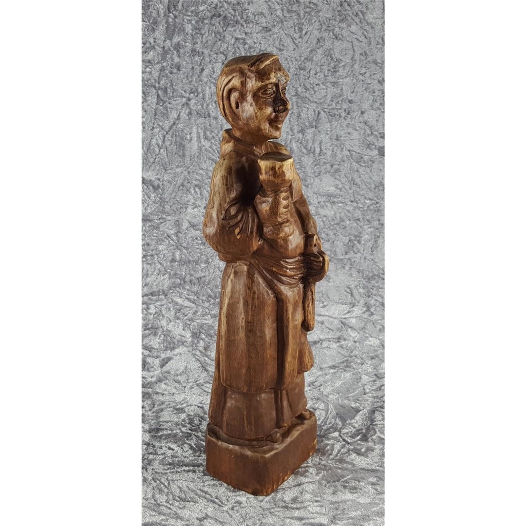 [458138985] Holzfigur Holzskulptur Mönch mit Weinkelch Spain H 38,3 cm Bild 2