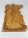 [458138986] Holz Holzschnitzerei Holzkunst Wandbild aus Mädchen mit Blume H 59,5 cm Bild 2