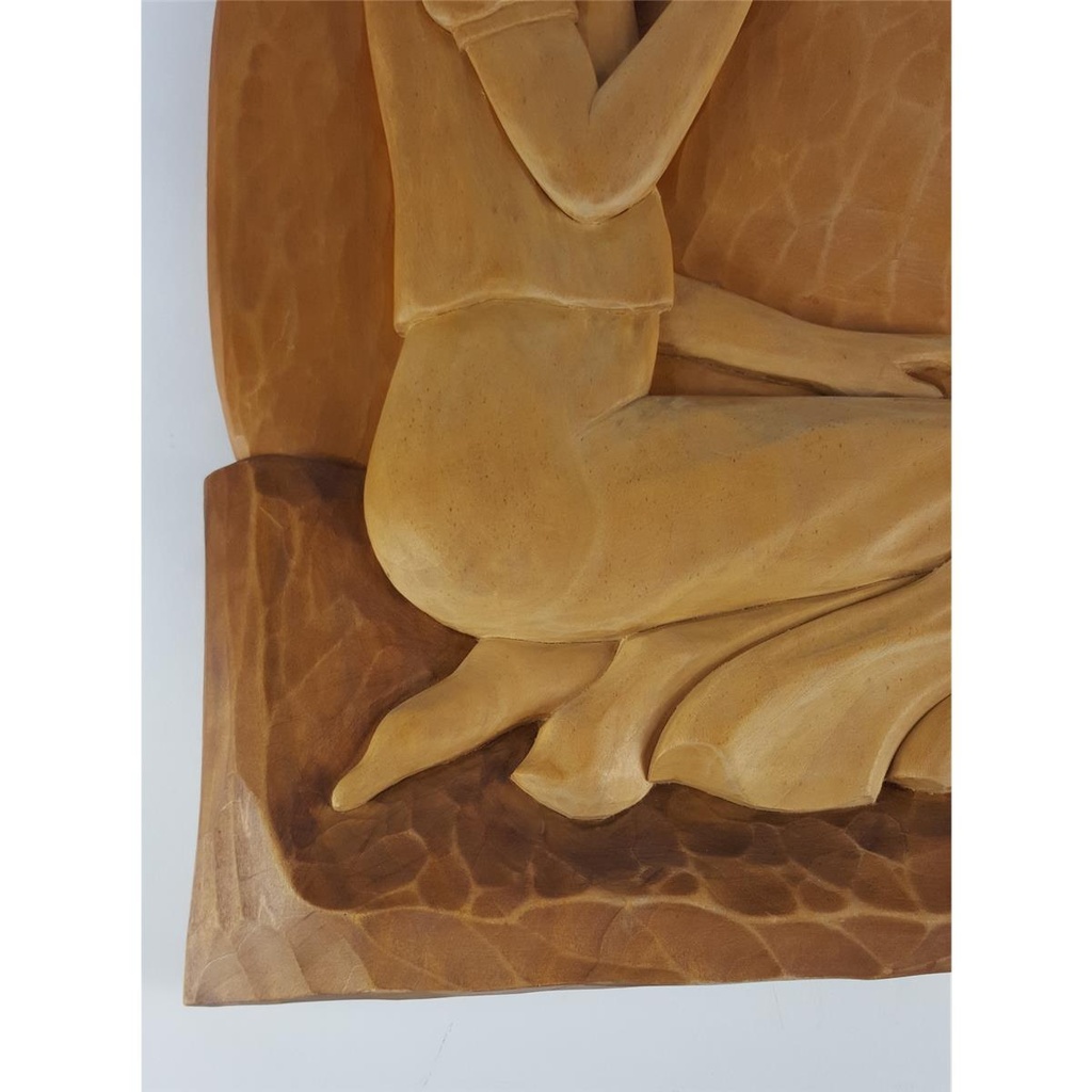 [458138986] Holz Holzschnitzerei Holzkunst Wandbild aus Mädchen mit Blume H 59,5 cm Bild 4