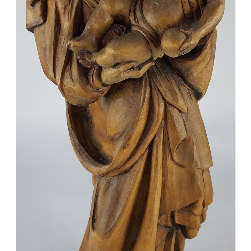 [458139000] Holzfigur Holzskulptur Heiligenfigur Maria mit dem Kind H 55 cm Bild 9