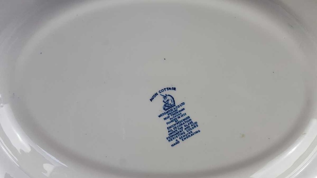 [458139158] Fleischplatte 35,3x28 cm Enoch Wedgwood Avon Cottage Blau gebraucht - gut Bild 5