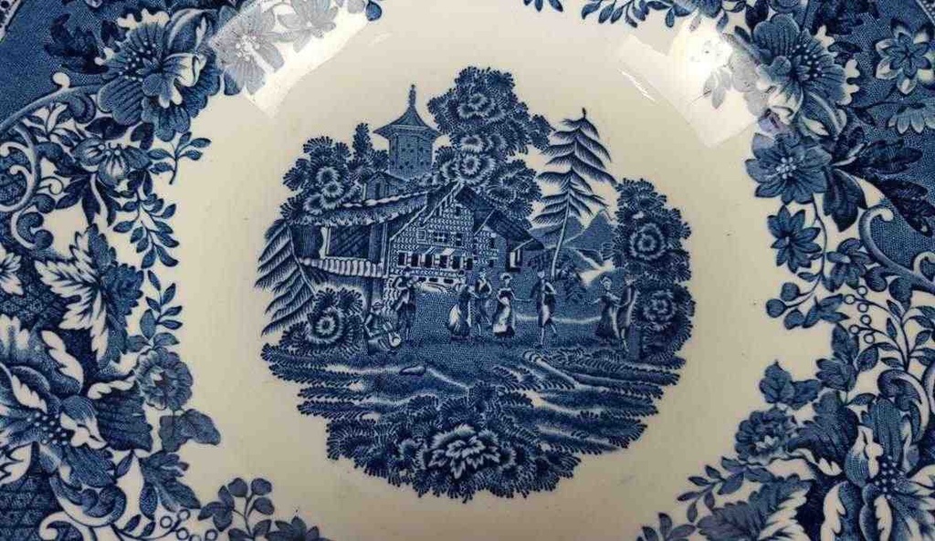 [458139159] Suppenteller 22,2 cm Enoch Wedgwood Avon Cottage Blau gebraucht - gut Bild 3