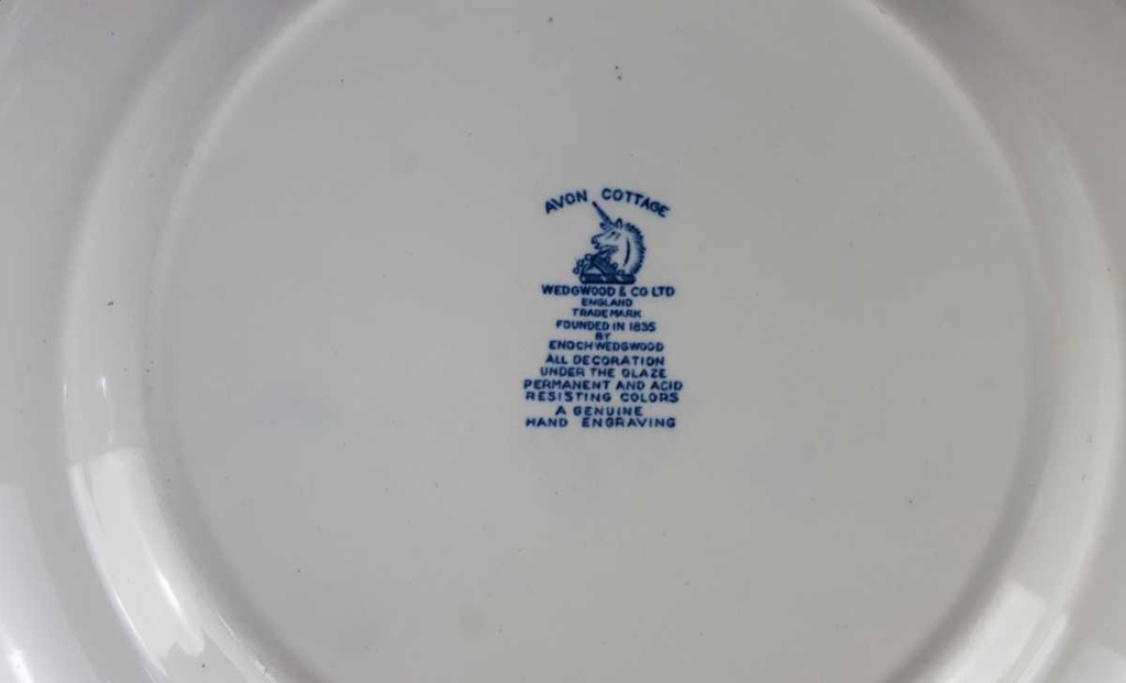 [458139160] Speiseteller Essteller 24,8 cm Enoch Wedgwood Avon Cottage Blau gebraucht - gut Bild 4