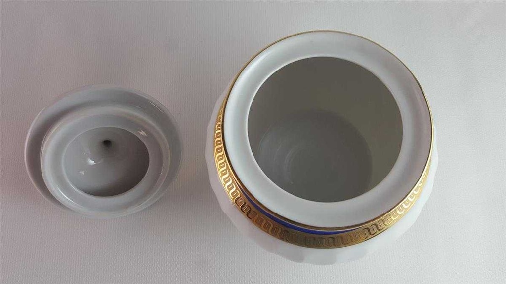 [45813920] Zuckerdose Goldrand Bareuther Waldsassen Reliefdekor blau gebraucht - gut Bild 4