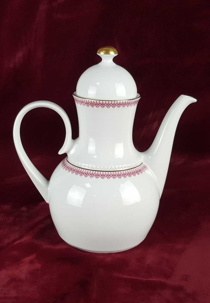 [458139200] Kaffeekanne Goldrand 1,45 L Eschenbach Venedig Perlrand Rot gebraucht - gut Bild 3