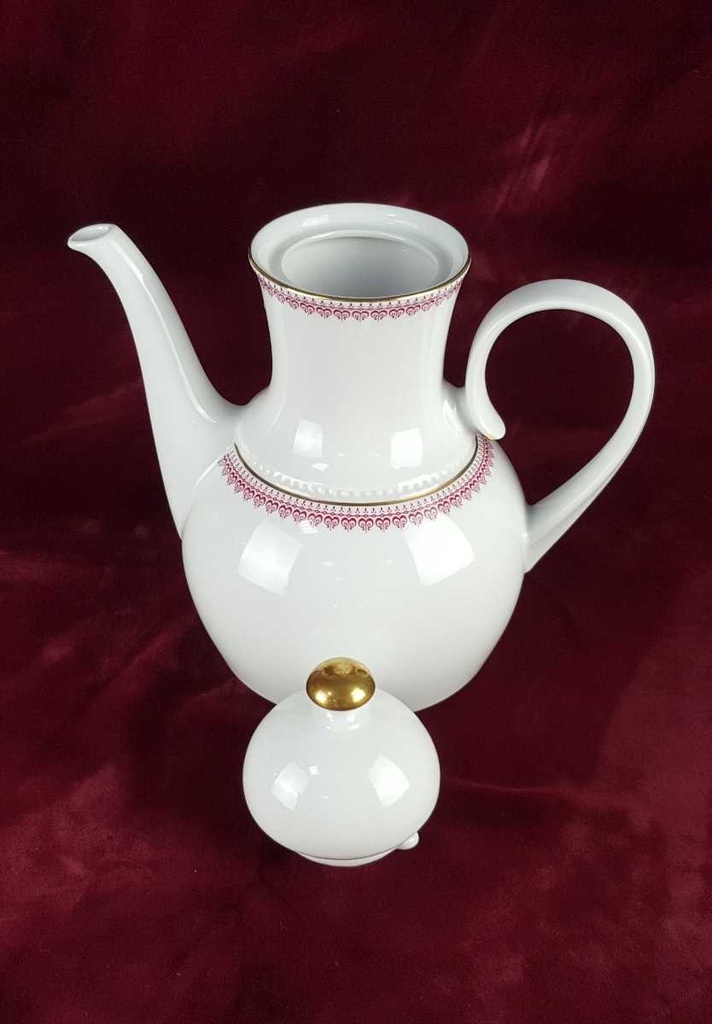 [458139200] Kaffeekanne Goldrand 1,45 L Eschenbach Venedig Perlrand Rot gebraucht - gut Bild 5