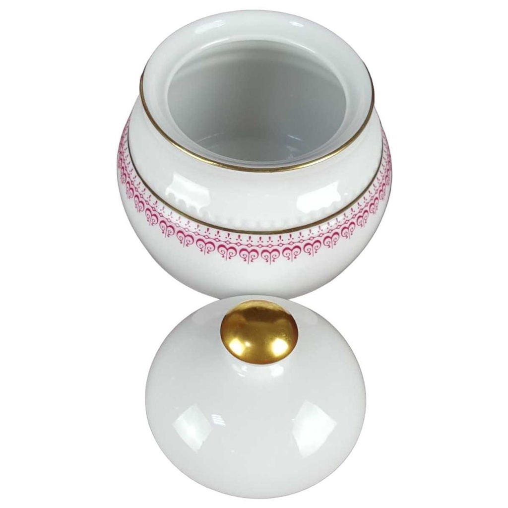 [458139202] Zuckerdose Goldrand Eschenbach Venedig Perlrand Rot gebraucht - gut Bild 2