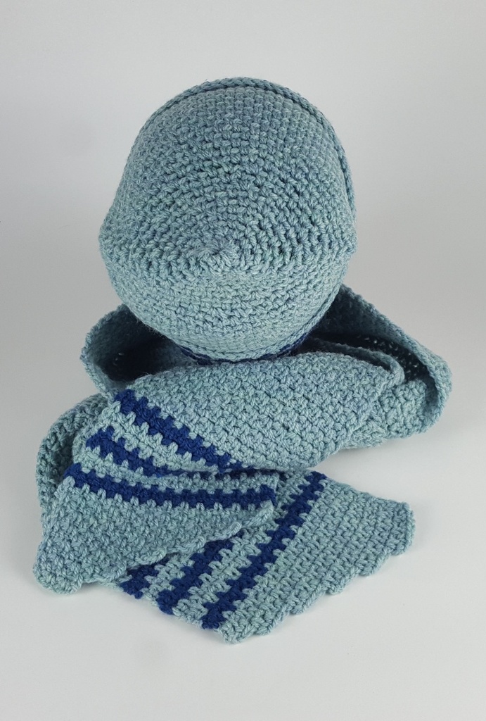 [458139350] Schal Mütze Set 2 tlg Damen Handarbeit pastellgrün gehäkelt Bild 4