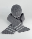 [458139351] Schal Mütze Set 2 tlg Damen Handarbeit grau gehäkelt Bild 4