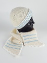 [458139353] Schal Mütze Set 2 tlg Mädchen creme weiß blau Handarbeit gehäkelt Bild 2