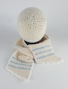 [458139353] Schal Mütze Set 2 tlg Mädchen creme weiß blau Handarbeit gehäkelt Bild 3