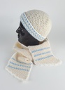 [458139353] Schal Mütze Set 2 tlg Mädchen creme weiß blau Handarbeit gehäkelt Bild 4