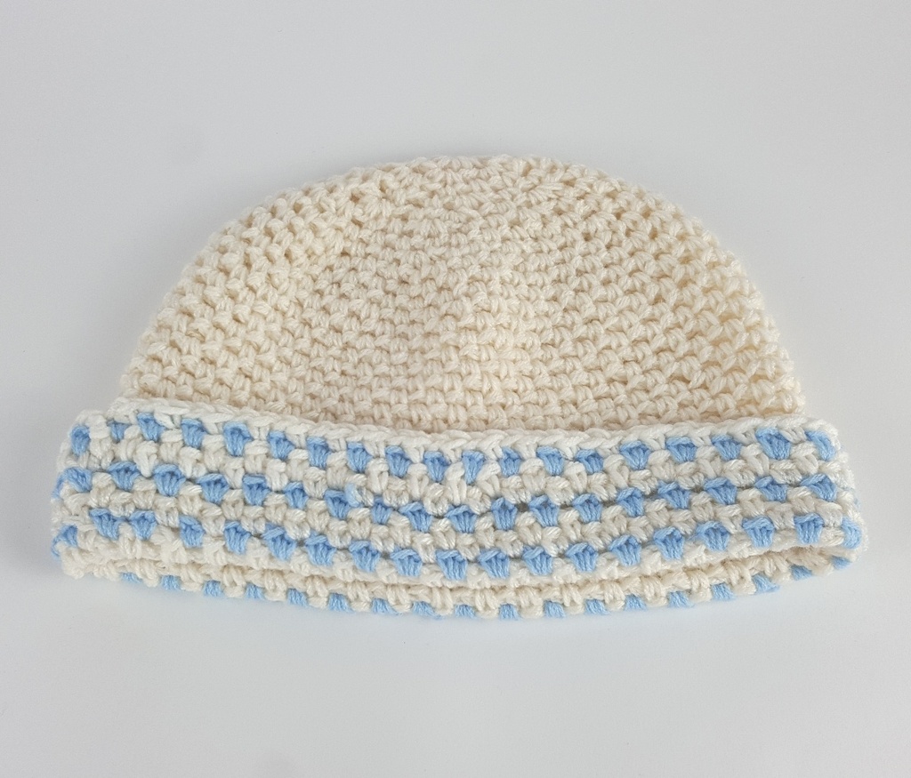 [458139353] Schal Mütze Set 2 tlg Mädchen creme weiß blau Handarbeit gehäkelt Bild 6