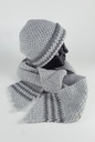 [458139355] Schal Mütze Set 2 tlg Damen Handarbeit grau gehäkelt Bild 2