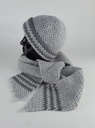 [458139355] Schal Mütze Set 2 tlg Damen Handarbeit grau gehäkelt Bild 4