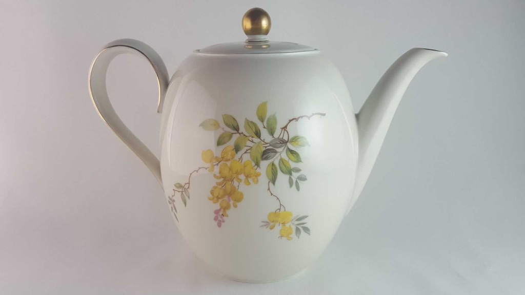 [45813942] Teekanne Goldrand 1,6 L Rhenania Duisdorf gelbe Blumen mit gebraucht - gut Bild 3