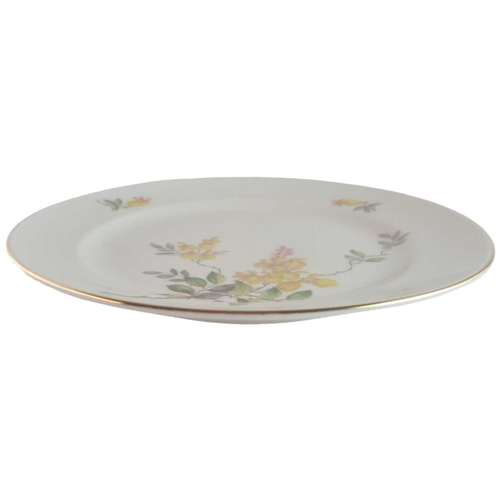 [45813947] Kuchenteller Dessertteller Frühstücksteller Goldrand 19 cm Rhenania Duisdorf gelbe Blumen mit gebraucht - gut Bild 2